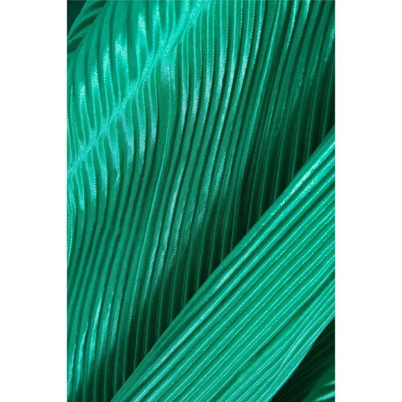 DKNY Belted Plissé-satin Dress - Green- Sz 10 - Picture 3 of 13